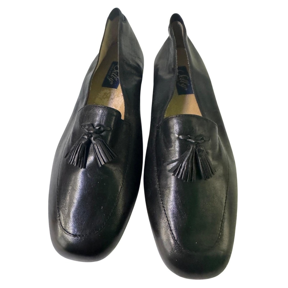 Selby Lorenza Black Leather Tassel Loafers Vintage Made in Brazil Womens 7.5 M